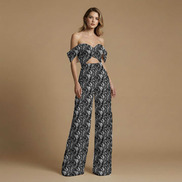 Jet Black High-contrast Psychedelic Liquid Marble-like Pattern Print Fabric