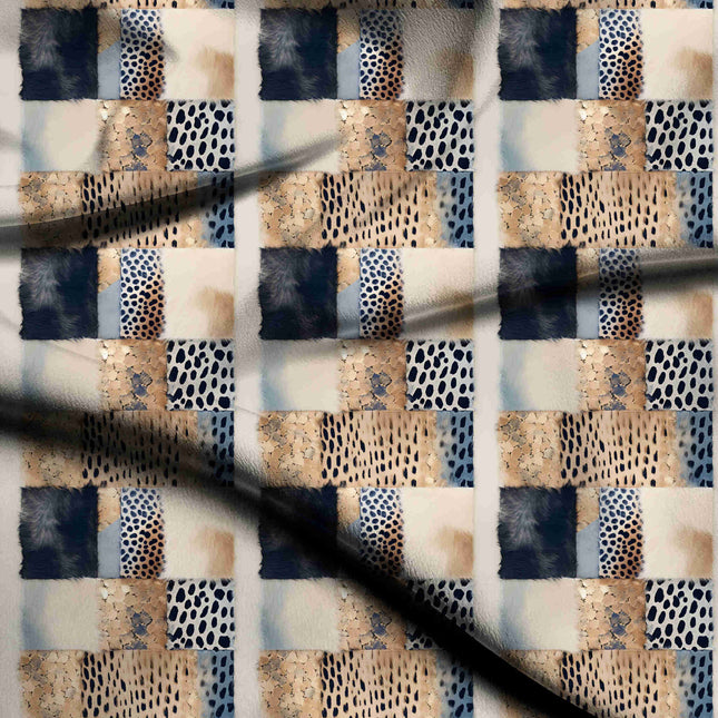 onyx black animal digital print fabric texture — medium scale closeup