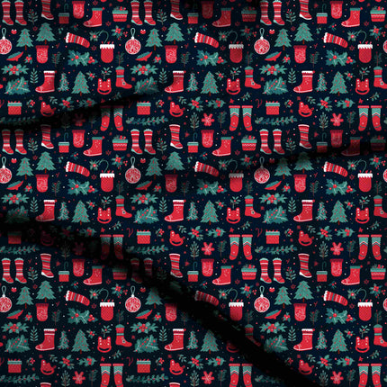Forest Green Floral Digital Print Fabric for Dress | Ethereal Ethnic Wear - 4704