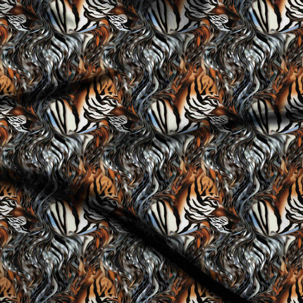 burnt orange animal digital print fabric texture — medium scale closeup