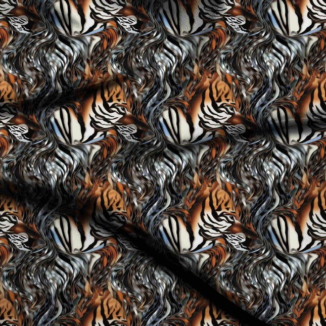 burnt orange animal digital print fabric texture — medium scale closeup