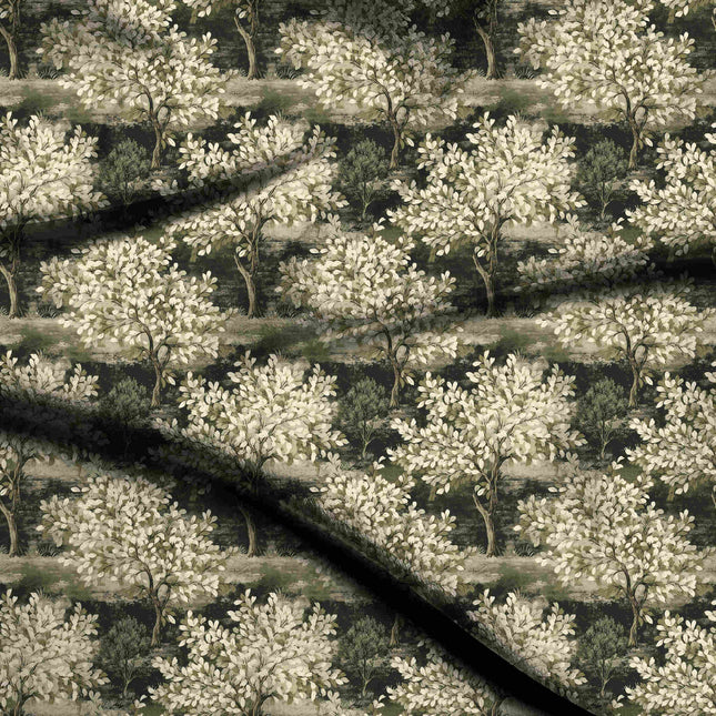 Ivory Cream Floral Digital Print Fabric | Puja Wear | Dark Marble Drums | Vintage Floral | Viscose Organza Print - 1863