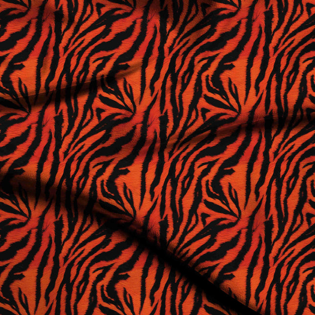 tangerine orange animal digital print fabric texture — large scale closeup
