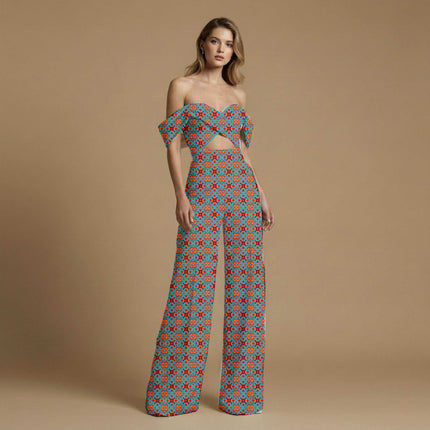 vibrant teal geometric all-over print pattern — medium scale repeat layout
