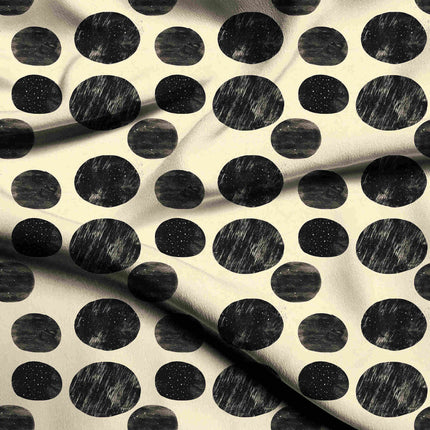jet black polka digital print fabric texture — medium scale closeup