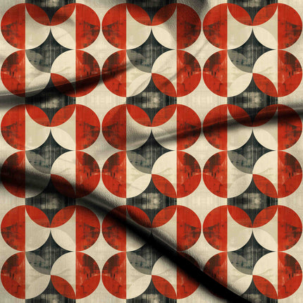 crimson red geometric fabric detail — textured finish digital print closeup
