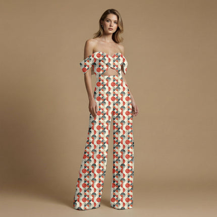 ivory cream geometric all-over print pattern — large scale repeat layout
