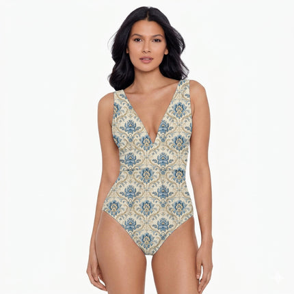 Ivory Cream Floral Digital Print Fabric for Gown | Artistic Resort Wear - Image 8