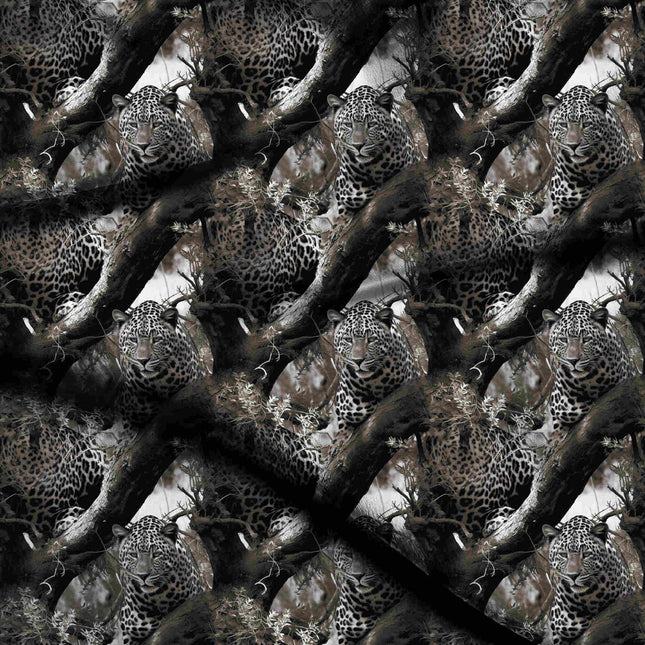 charcoal black animal digital print fabric texture — large scale closeup