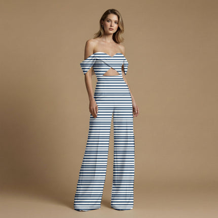 navy blue stripes print fabric draped — shirt styling