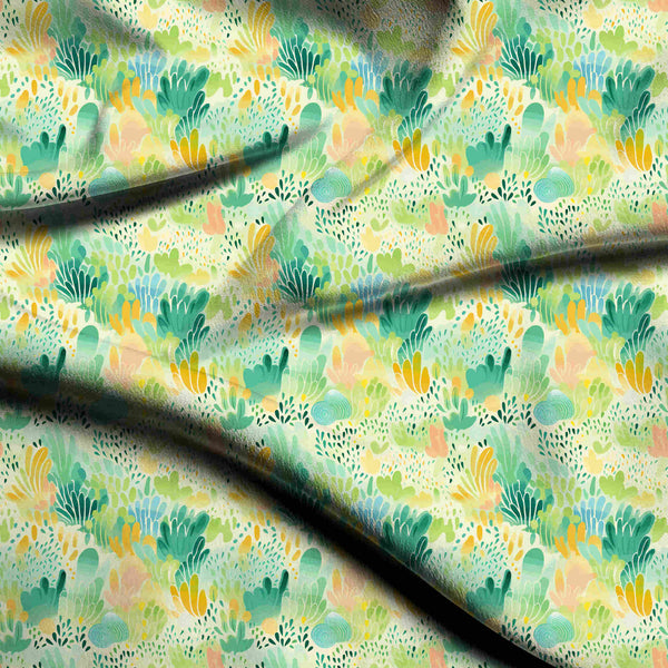 Seafoam Green Abstract underwater botanicals in a Kaftan Fabric