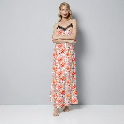 Peach Floral Digital Print Fabric for Maxi | Office Wear - Image 3
