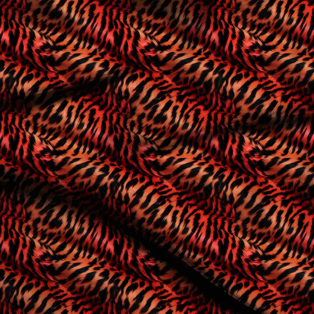 scarlet red animal digital print fabric texture — large scale closeup