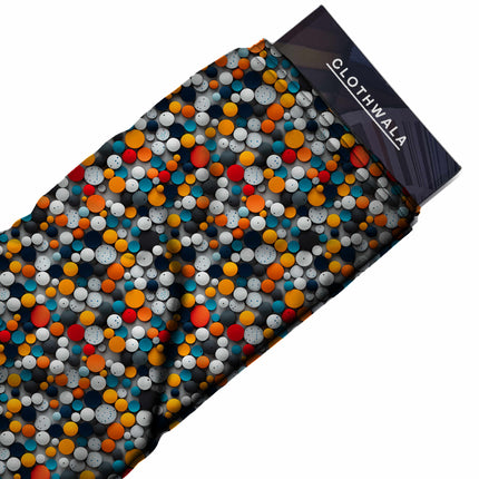 midnight blue geometric print fabric draped — wide-leg trousers styling