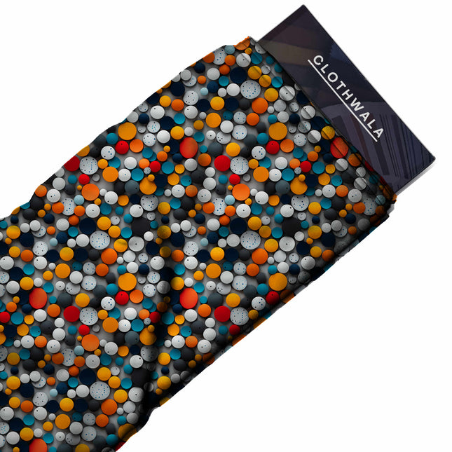 midnight blue geometric print fabric draped — wide-leg trousers styling