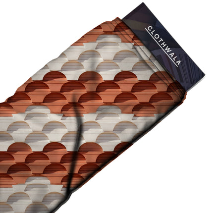 burnt sienna geometric all-over print pattern — medium scale repeat layout