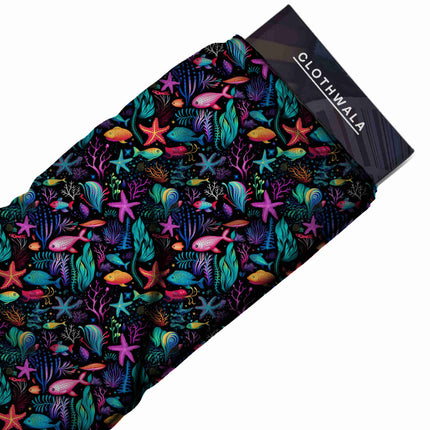 deep black tropical fabric detail — digital print closeup