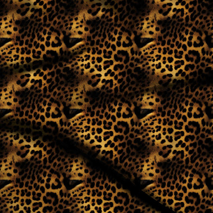 saffron yellow animal digital print fabric texture — medium scale closeup