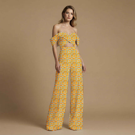 saffron yellow ethnic fabric detail — matte finish digital print closeup