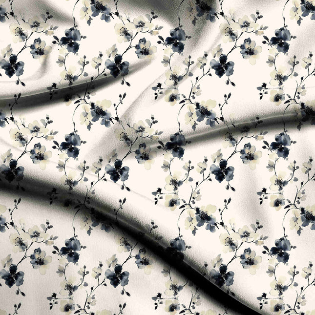 ivory cream floral digital print fabric texture — medium scale closeup