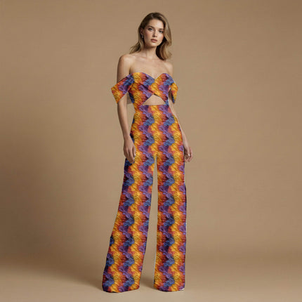saffron yellow animal print fabric draped — tunic styling
