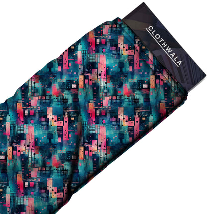 teal abstract all-over print pattern — medium scale repeat layout