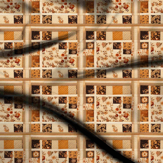 ivory cream floral digital print fabric texture — medium scale closeup