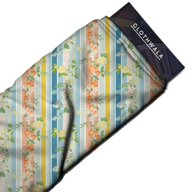 ivory cream floral print fabric draped — kurta set styling