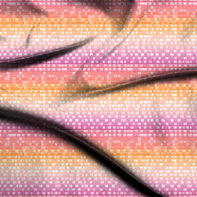 candy pink geometric digital print fabric texture — medium scale closeup