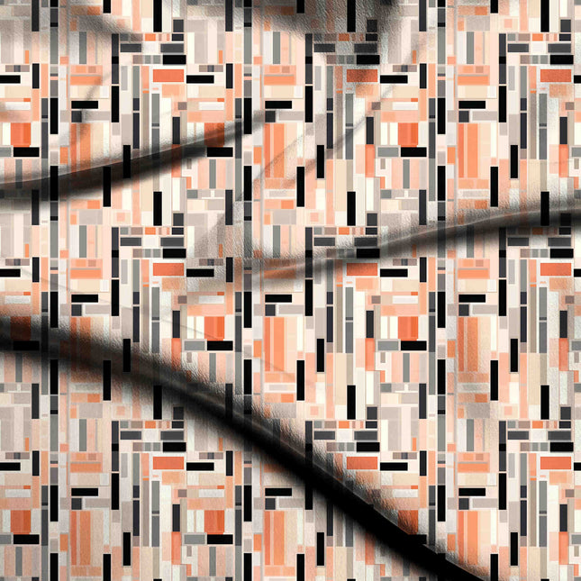 ivory cream geometric digital print fabric texture — medium scale closeup