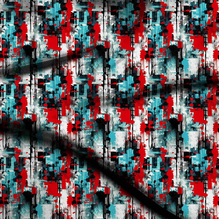 crimson red abstract digital print fabric texture — large scale closeup