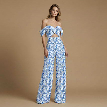 cobalt blue other print fabric draped — kurta set styling