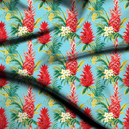 crimson red tropical digital print fabric texture — large scale closeup