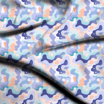 indigo abstract digital print fabric texture — medium scale closeup