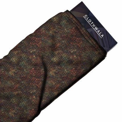 burnt umber animal print fabric draped — trousers styling