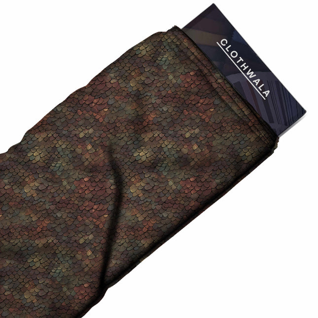 burnt umber animal print fabric draped — trousers styling