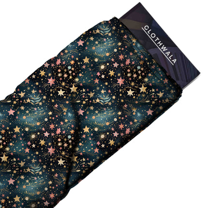 Midnight Blue Floral Digital Print Fabric for Set | Contemporary Ethnic Wear - Image 3