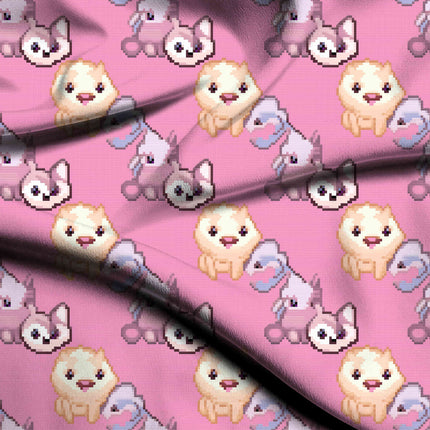 bubblegum pink animal print fabric draped — pajama set styling