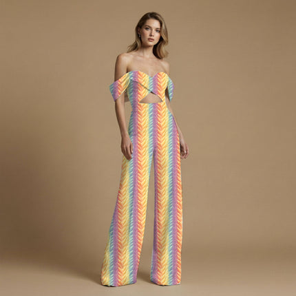 sunset orange abstract print fabric draped — co-ord set styling