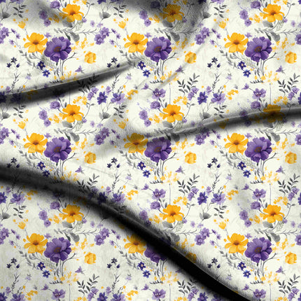 amethyst purple floral print fabric draped — maxi dress styling