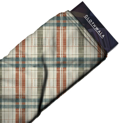 ivory cream checks fabric detail — matte finish digital print closeup