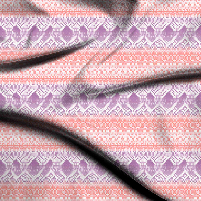 lilac purple ethnic digital print fabric texture — medium scale closeup