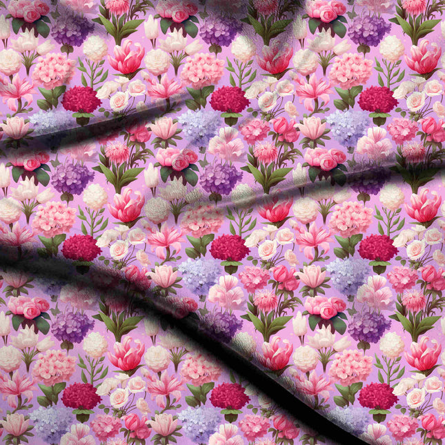 lilac floral digital print fabric texture — medium scale closeup
