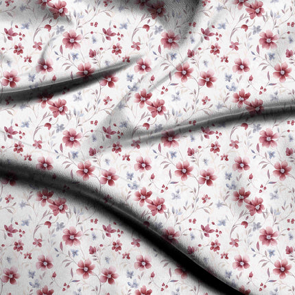 dusty rose floral fabric detail — textured finish digital print closeup
