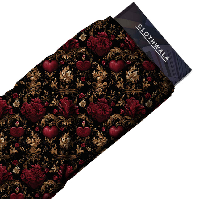 crimson red floral print fabric draped — saree blouse styling