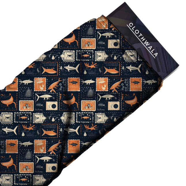 midnight blue other print fabric draped — palazzo suit styling
