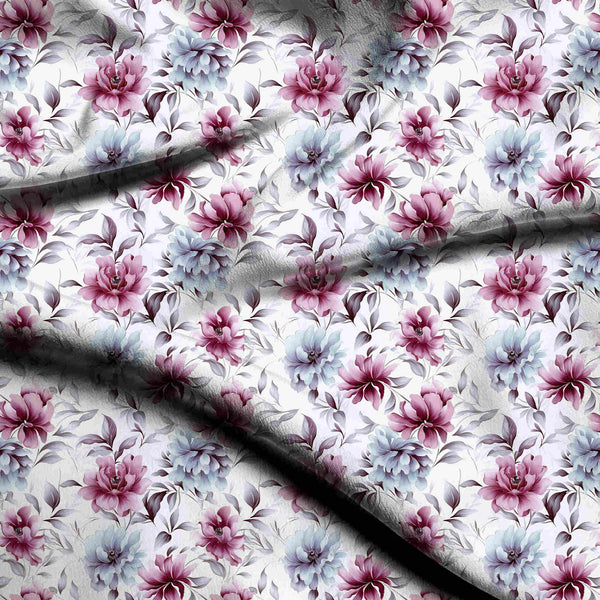 Muted Magenta Dreamy Watercolor Floral Print Fabric