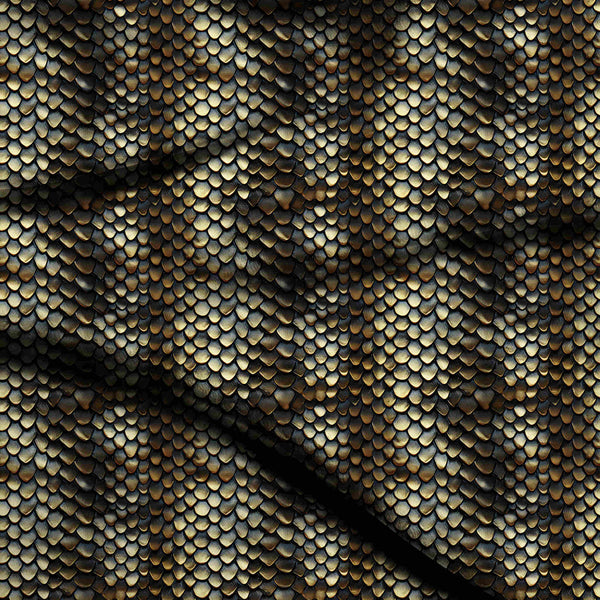 Burnished Bronze Hyper-realistic 3D Metallic Dragon Scale Print Fabric