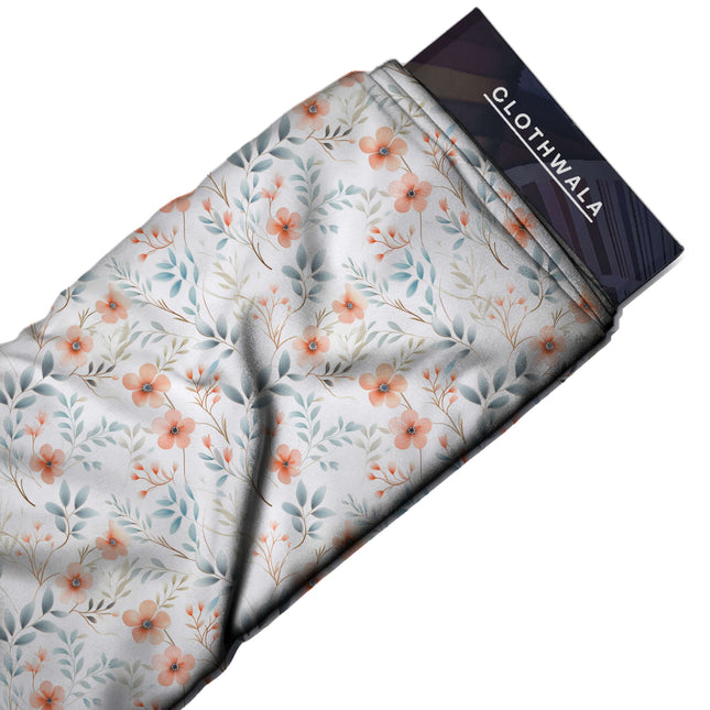 peach nectar floral print fabric draped — kurta set styling