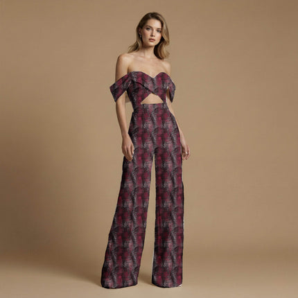 burgundy animal print fabric draped — saree blouse styling